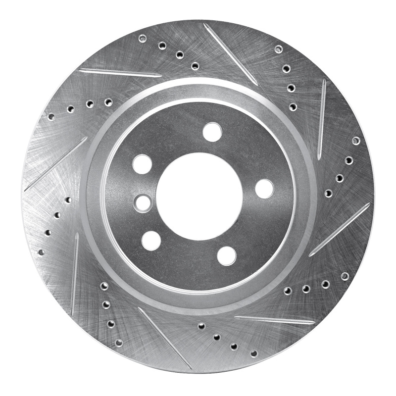 Land Rover Range Rover Brake Rotor (1) - Front Right - R1 Concepts - Drilled & Slotted - Silver - `06-`09